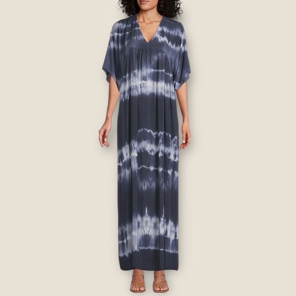 M Made in Italy Blue Tie Dye Summer Beach Pullover‎ Resort Wear Maxi Dress Small